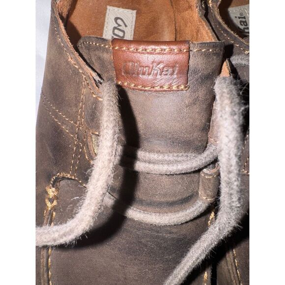Olukai Ohana brown nubuck lace up men's shoes size 8 EUC - Picture 3 of 8